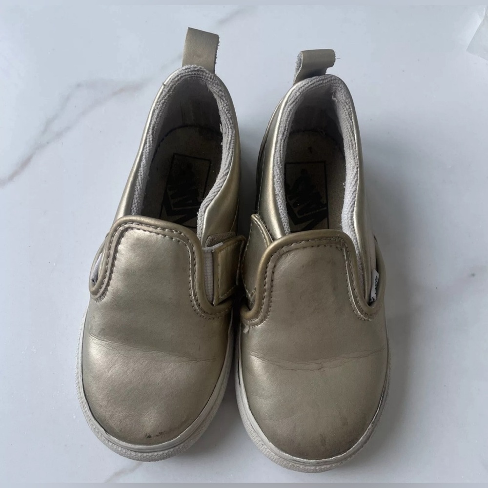 VANS toddler girls size 8 gold slip on shoes casual style trendy deals sales buy